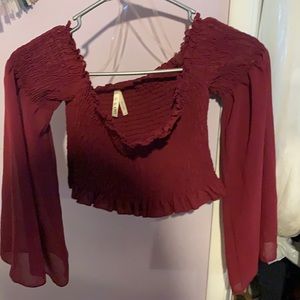 Long sleeve off the shoulder crop top